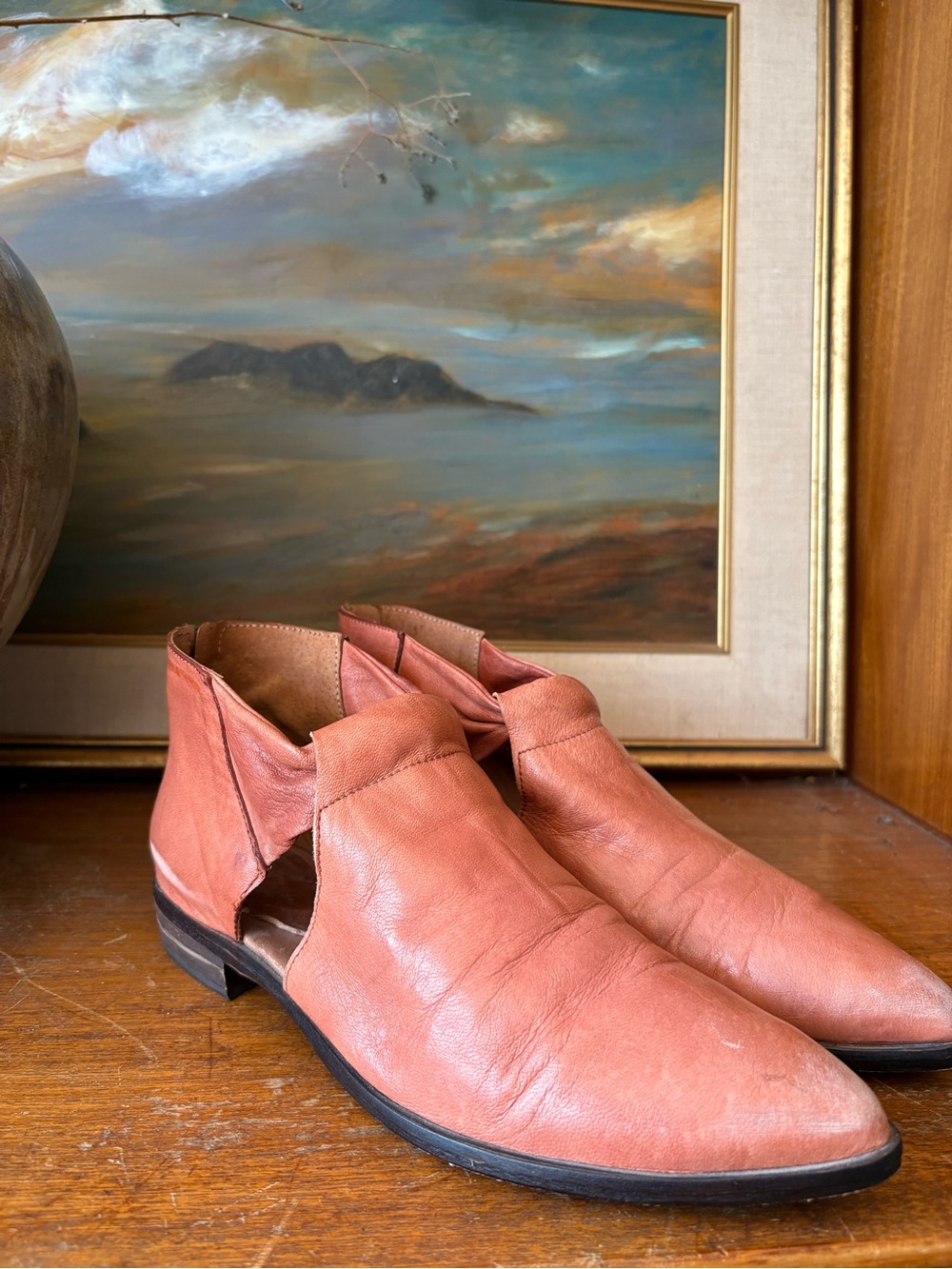 Western Cottagecore VeraCruz Leather Pointed Toe Flat Salmon 40